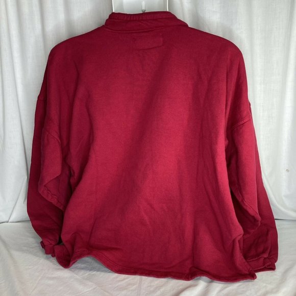 Vintage 90s ENUF Internationale Oversized 1/4 Zip Sweatshirt Red Large Puffy - Picture 3 of 8